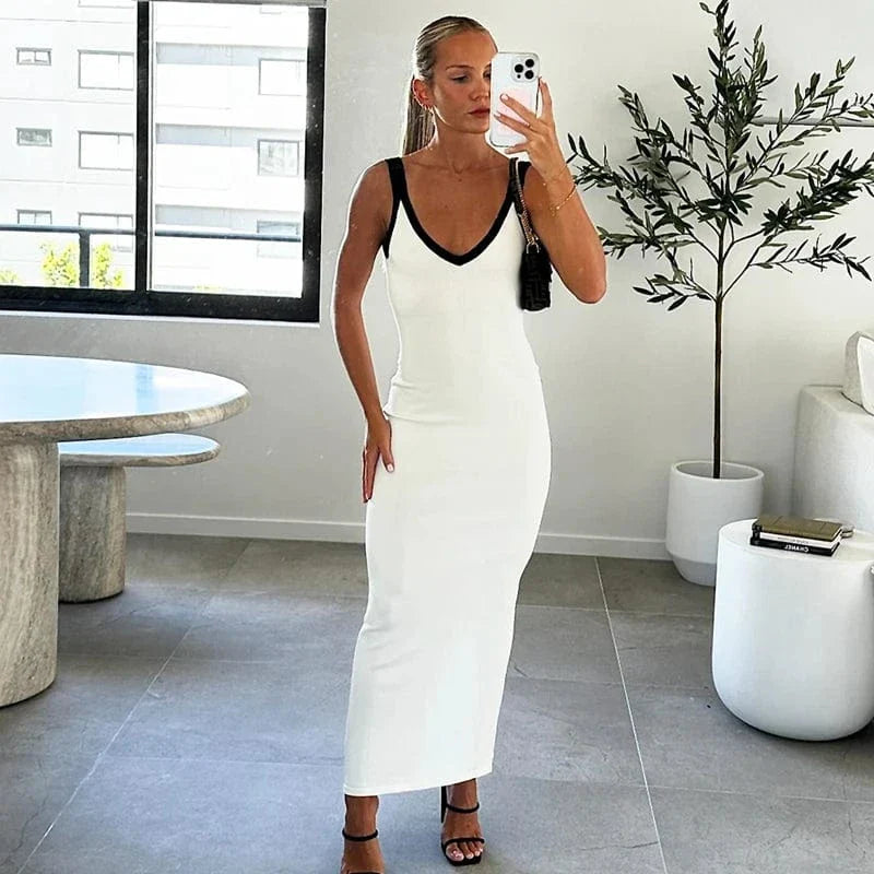 Robe été sexy dos nu fendue moulante