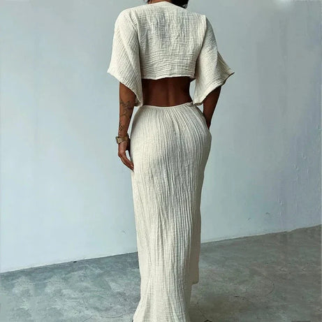 Robe été sexy longue dos nu lin coton