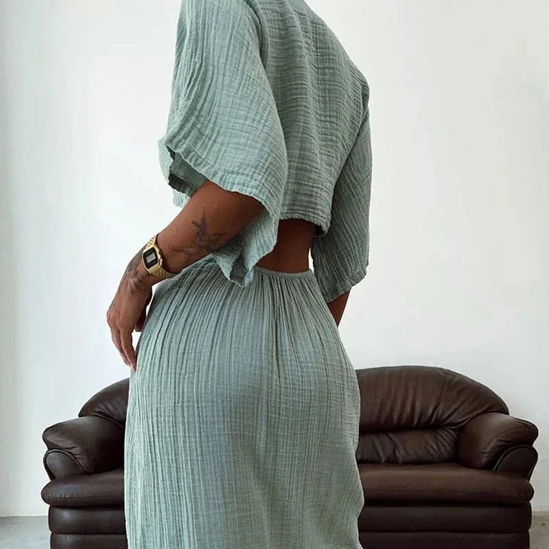 Robe été sexy longue dos nu lin coton