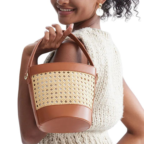 Sac Rotin Tressé Design avec Bandoulière