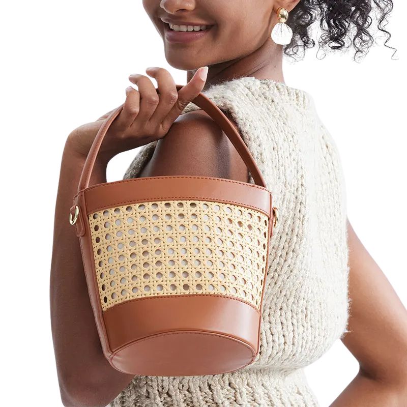 Sac Rotin Tressé Design avec Bandoulière