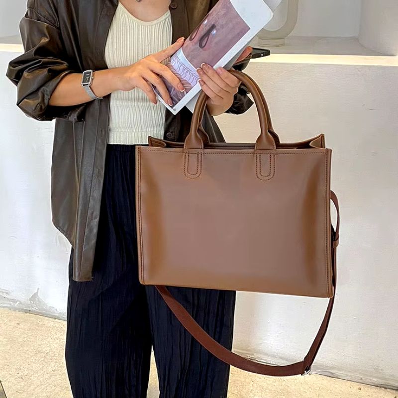 Sac à Main Cabas Marron avec Bandoulière