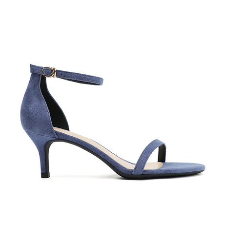 Sandale Bleu Marine Élégante à Talon avec Fermeture à Boucle