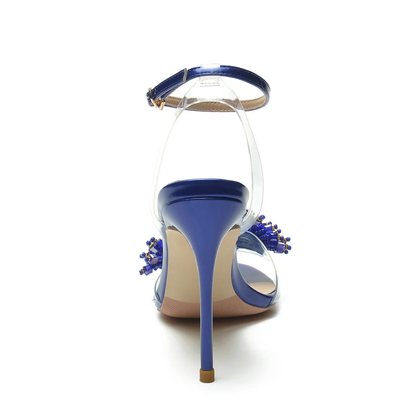Sandale Bleu Marine Ouverte avec Lanière à Boucle
