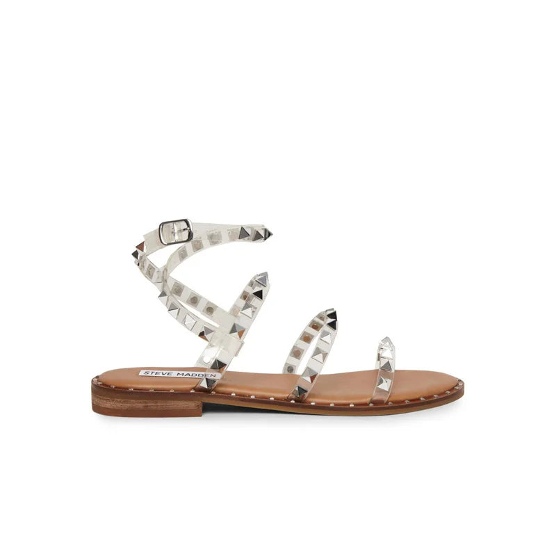 Sandale Cloutée avec Lanières Transparentes