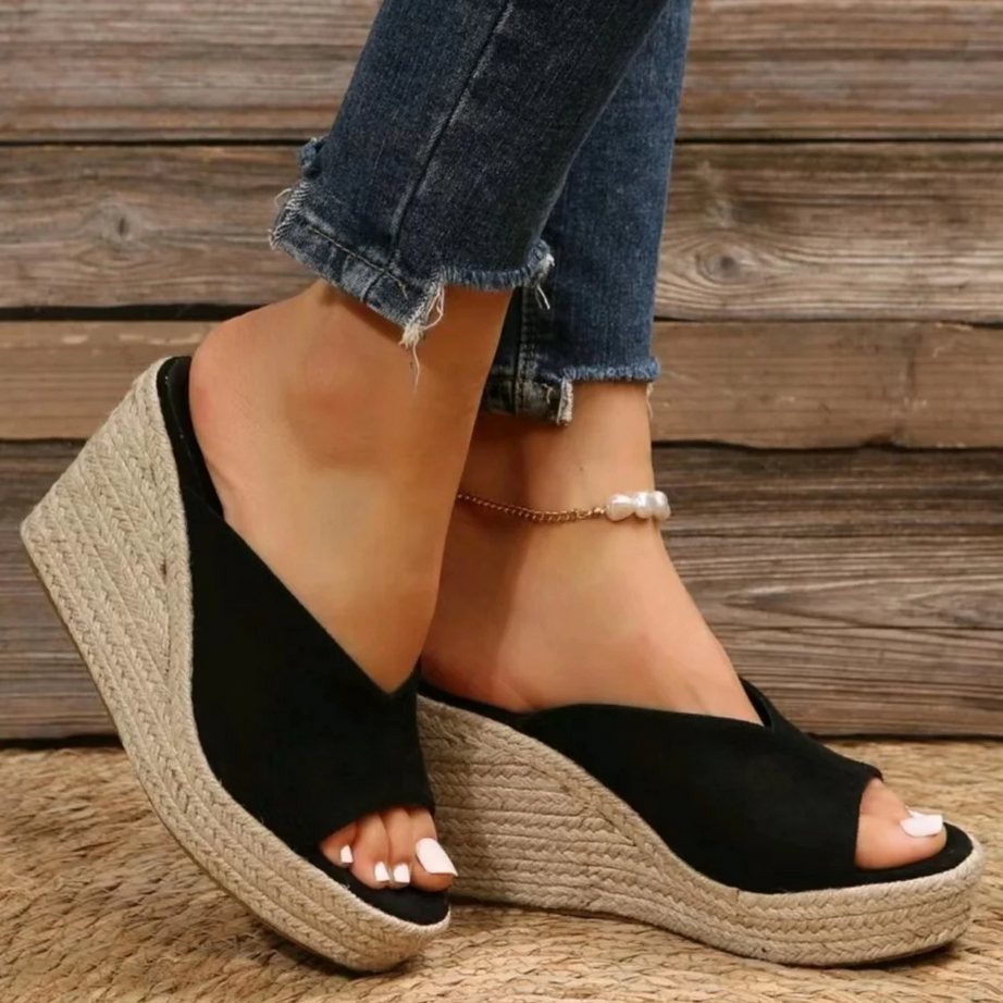 Sandale Compensée Femme Ouverte et Design