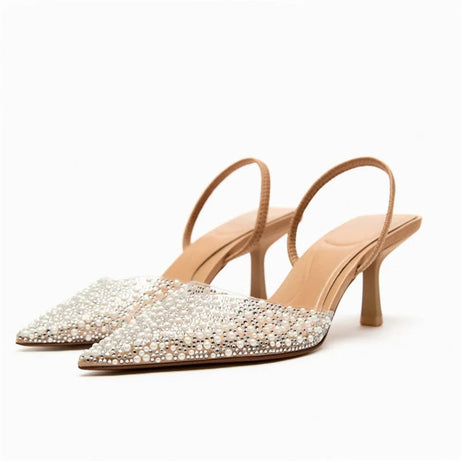 Sandale Femme Mariage Ouverte avec des Perles