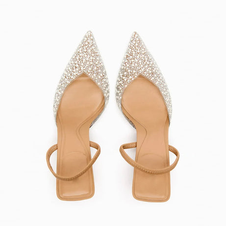 Sandale Femme Mariage Ouverte avec des Perles
