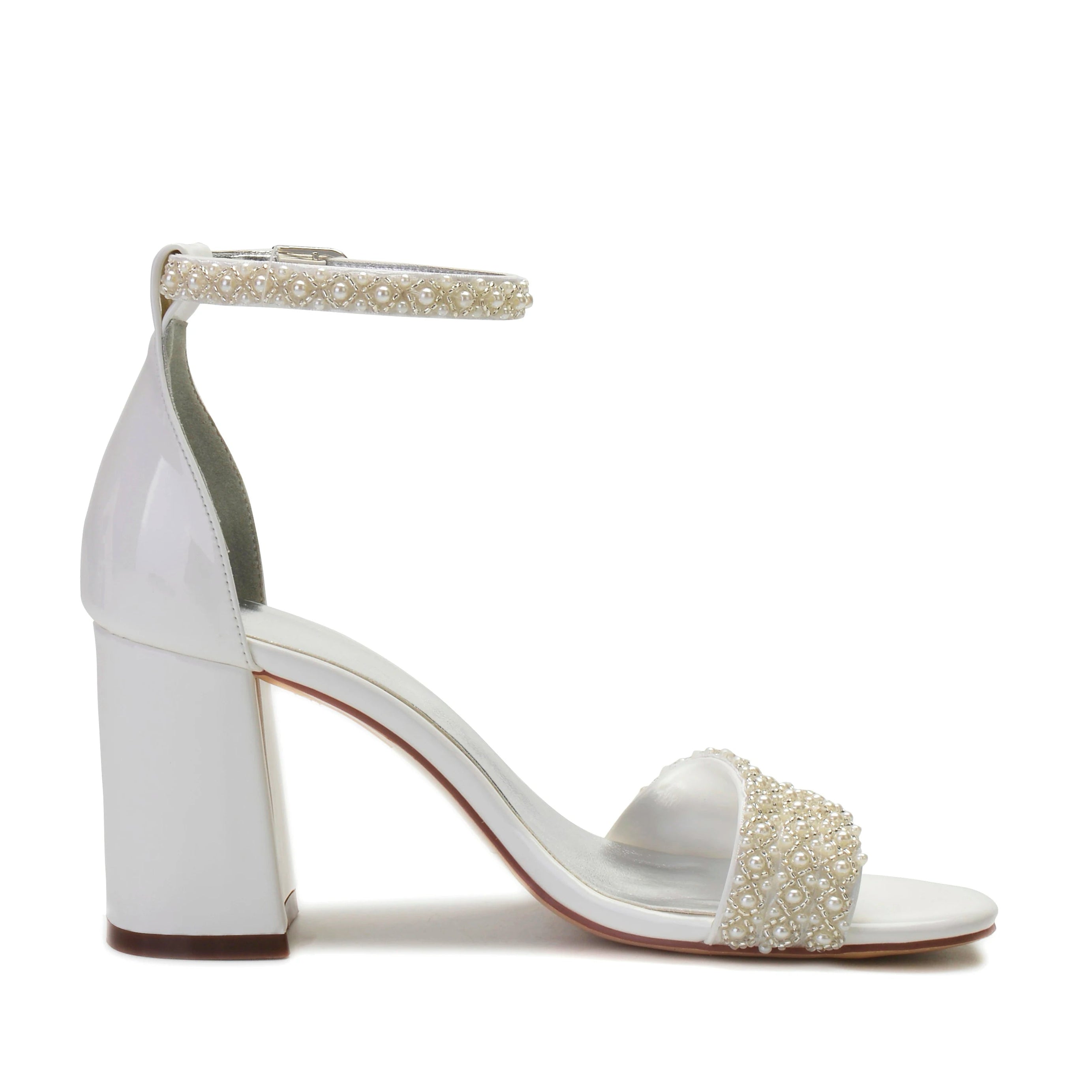 Sandale Femme Mariage avec Perles sur les Lanières