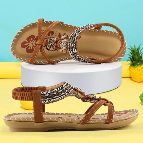 Sandale Femme de Style Bohème avec Bande Élastique