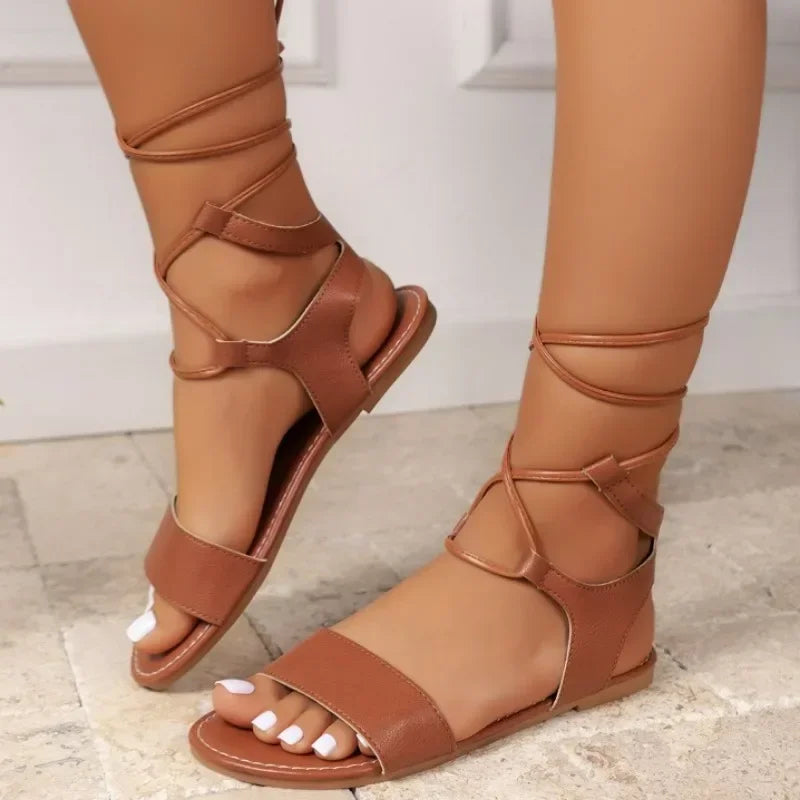 Sandale Gladiator Marron avec Lanières Croisées