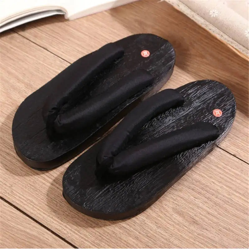 Sandale Japonaise Style Tong en Bois Unisexe