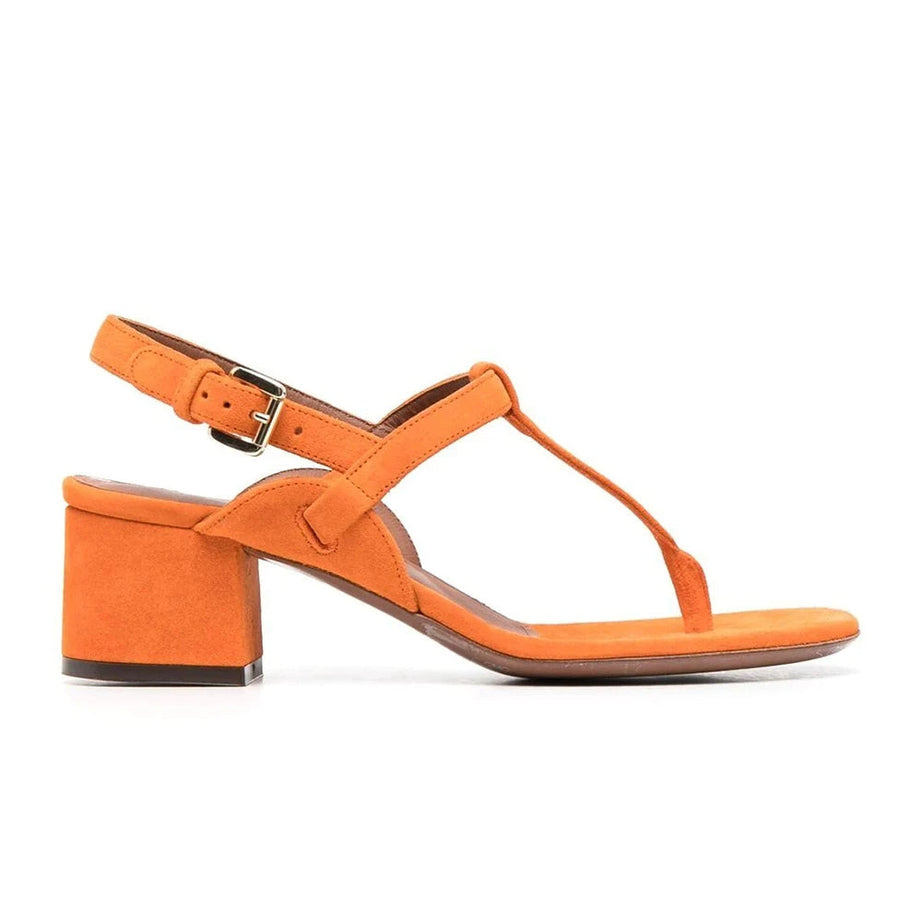 Sandale Orange à Talon avec Lanière en T