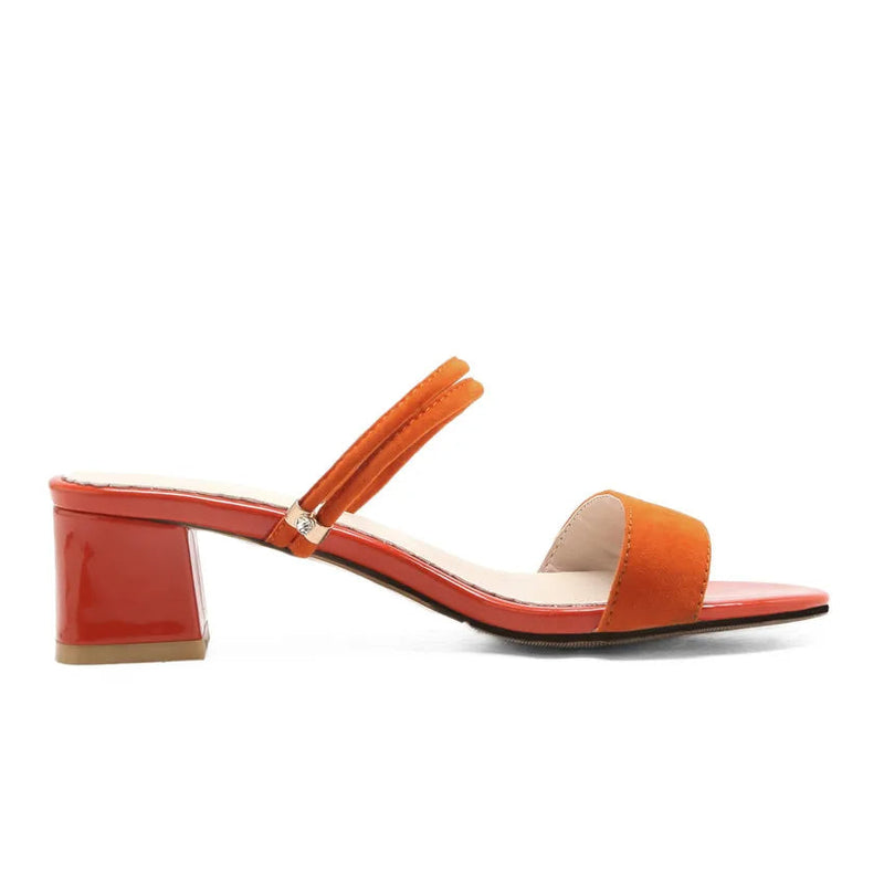 Sandale Orange avec Talon et Lanières