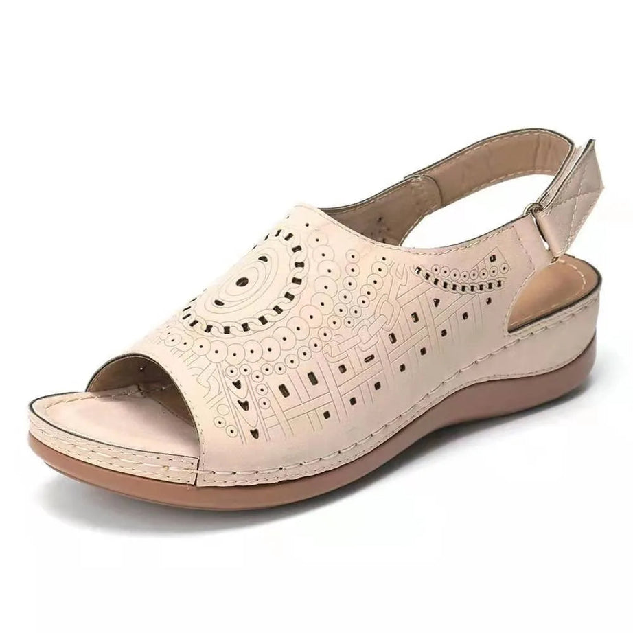 Sandale Orthopédique Femme Semi-Ouverte avec Motifs