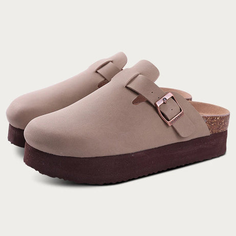Sandale Sabot Femme Effet Daim et Semelle Épaisse