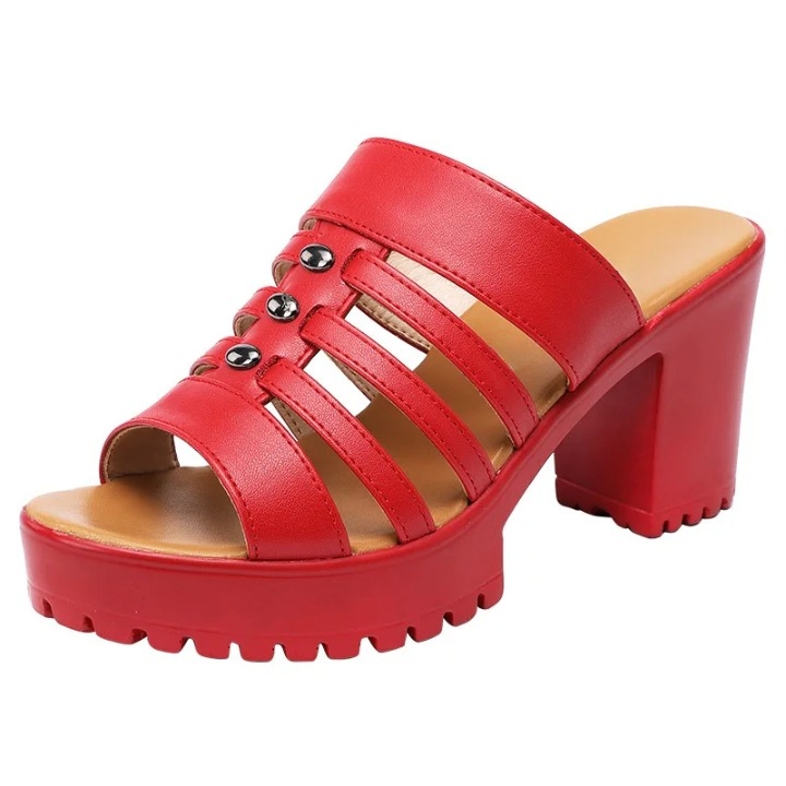 Sandale Sabot Femme Style Plateforme avec Talon Carré