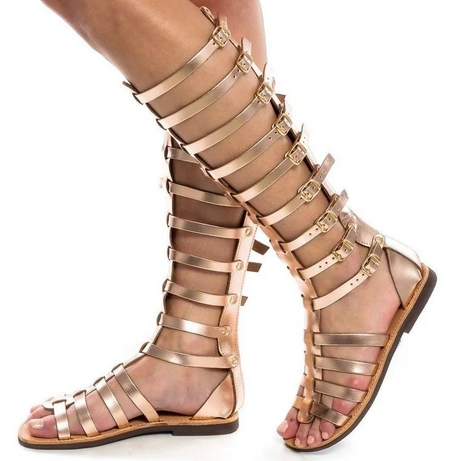 Sandale Spartiate Femme Montante avec Boucles