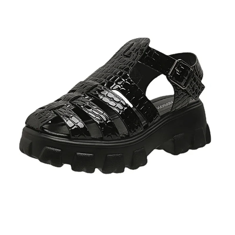 Sandale Spartiate Femme Style Plateforme à Talon