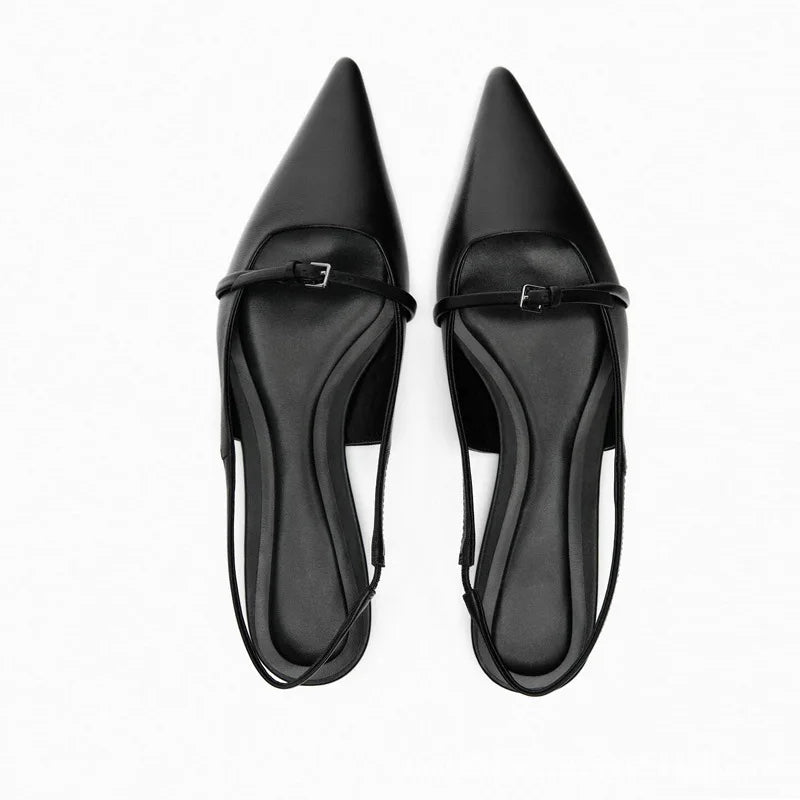 Sandale Stylée Noire avec Bout Pointu