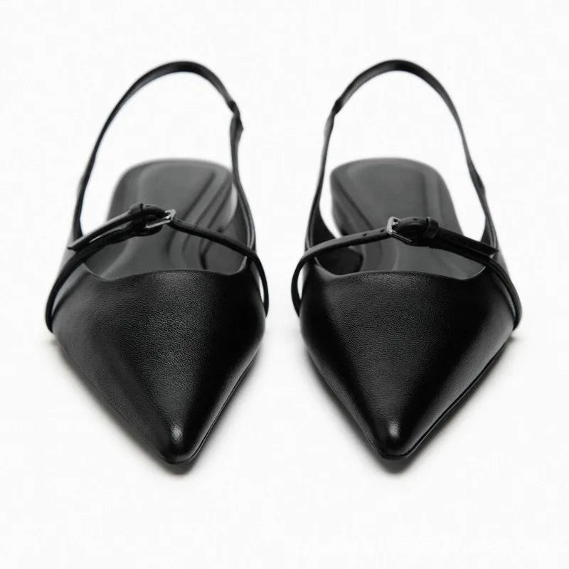 Sandale Stylée Noire avec Bout Pointu