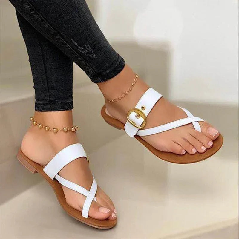 Sandale Style à Petit Talon avec Lanières Croisées