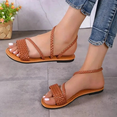 Sandale Style Tong avec Lanières et Petit Talon