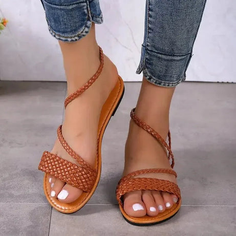 Sandale Style Tong avec Lanières et Petit Talon