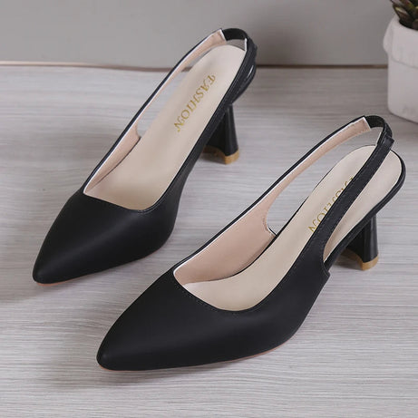 Sandale Talon Femme 5 - 7 cm Noire au Design Ouvert