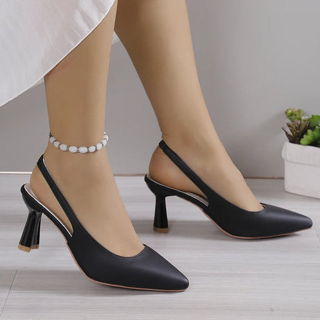 Sandale Talon Femme 5 - 7 cm Noire au Design Ouvert