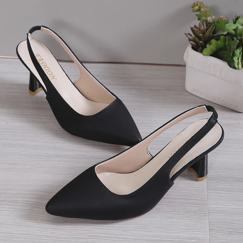 Sandale Talon Femme 5 - 7 cm Noire au Design Ouvert