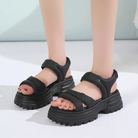 Sandale Talon Plateforme avec Fermeture Élastique