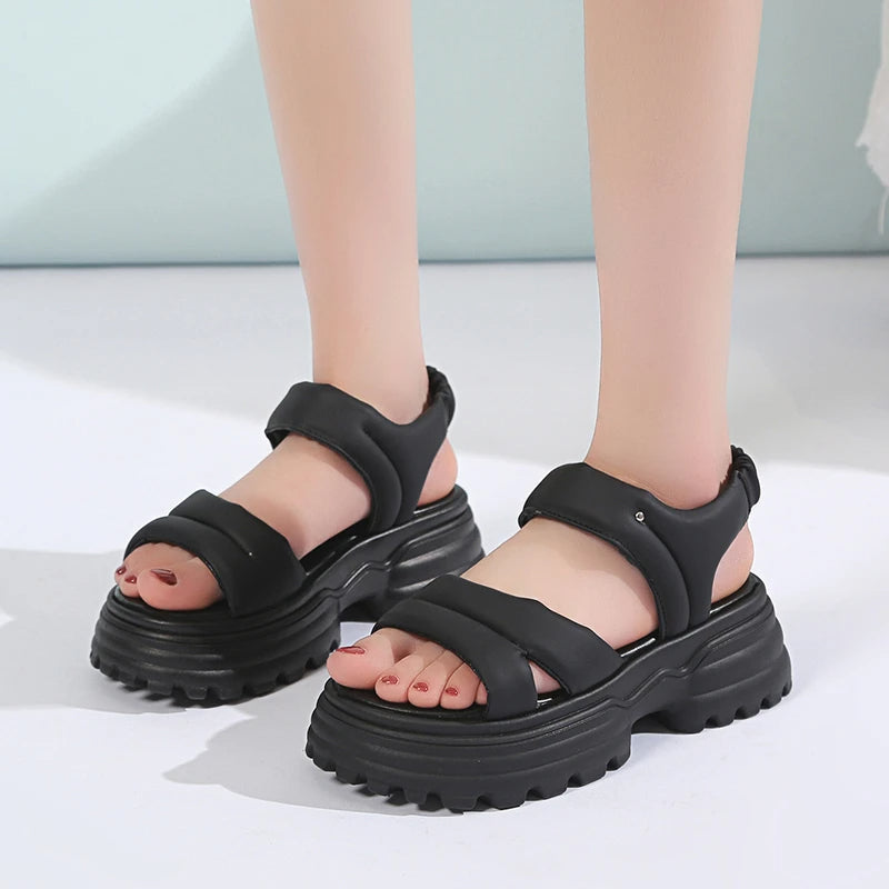 Sandale Talon Plateforme avec Fermeture Élastique