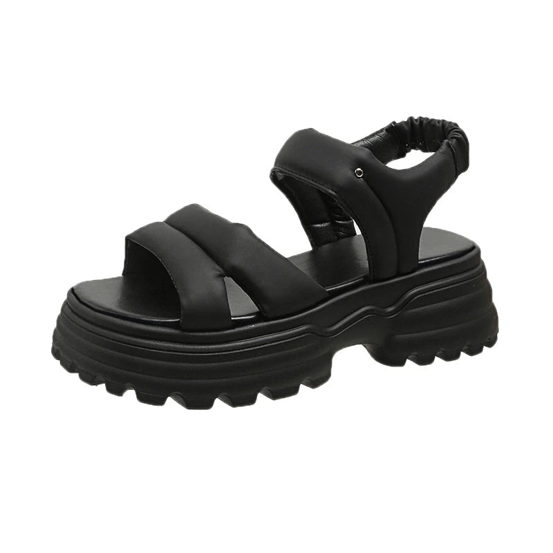 Sandale Talon Plateforme avec Fermeture Élastique