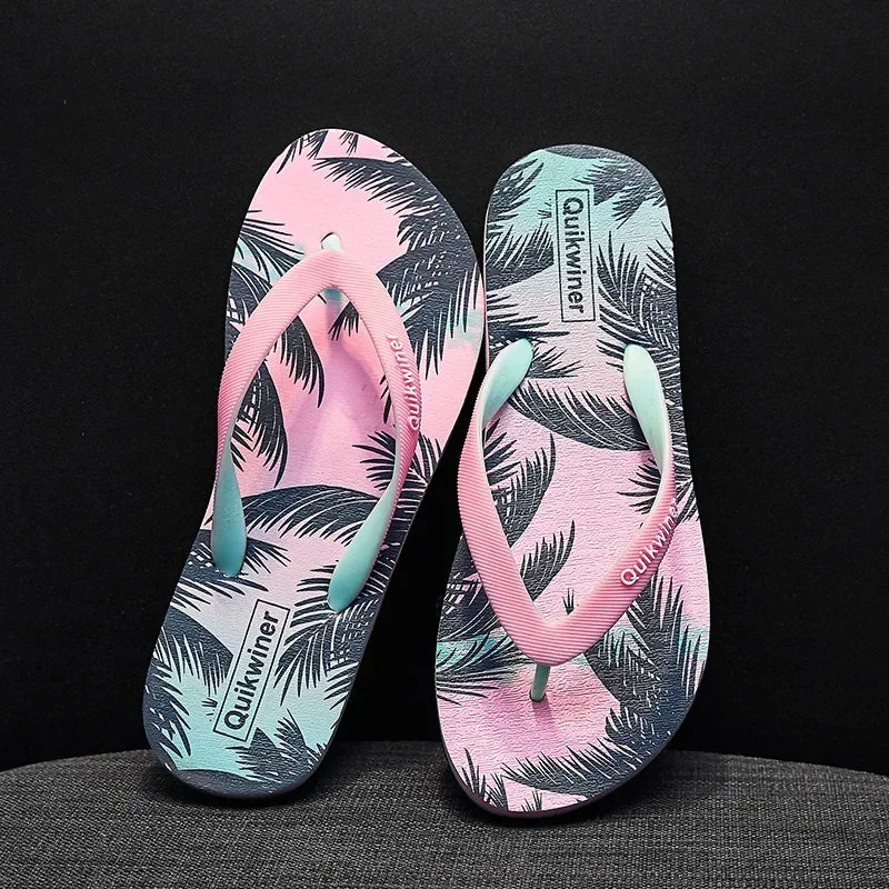 Sandale Tong Femme Style Rétro avec des Palmiers