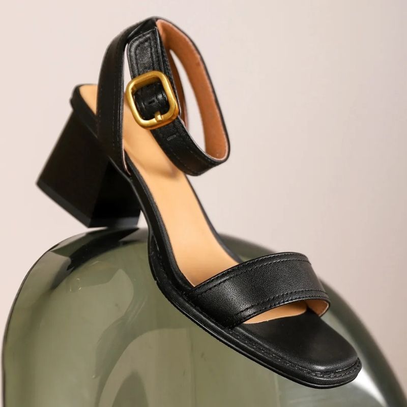Sandales à Talons Confortable en Cuir