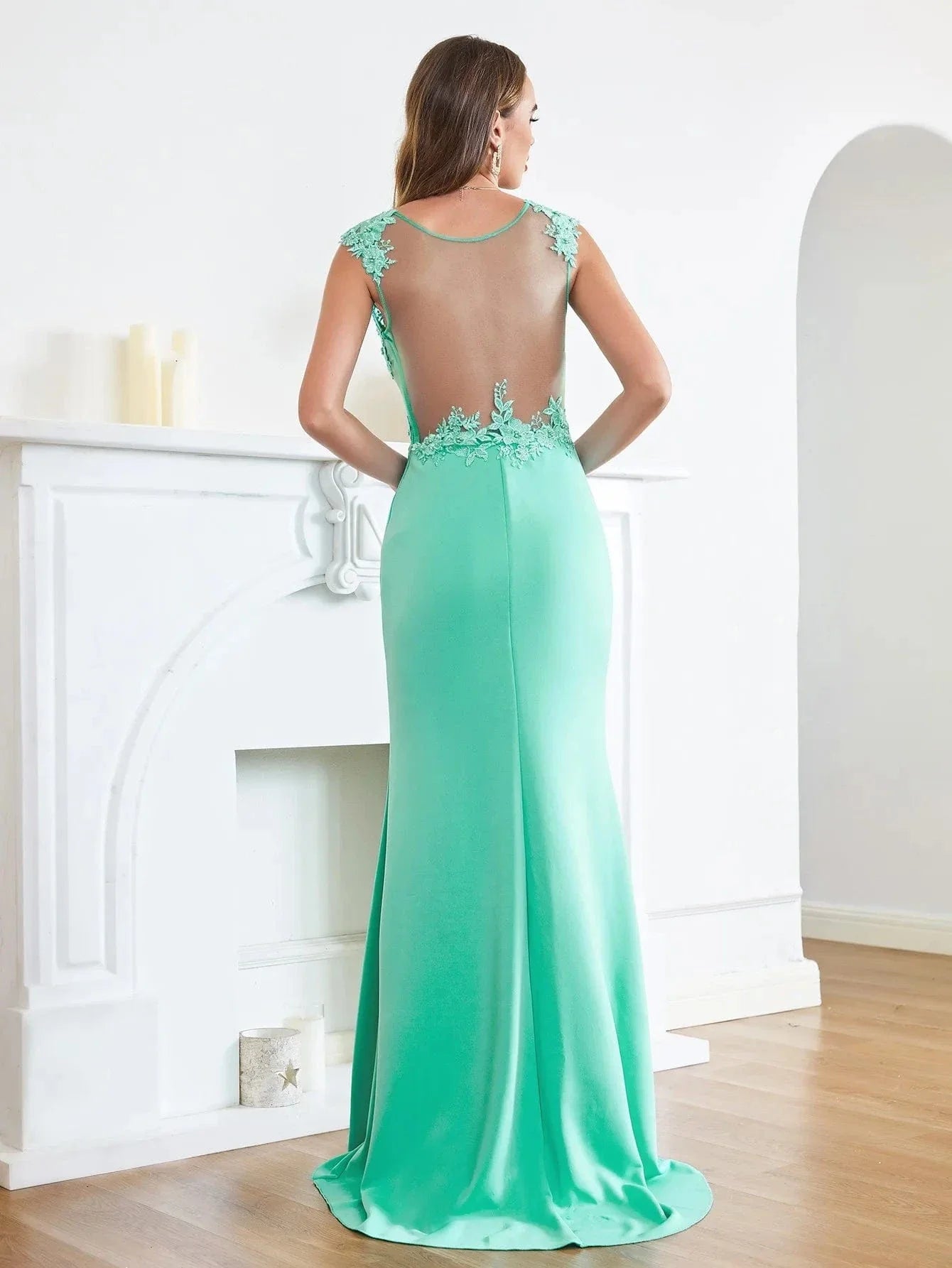 Robe de soirée sexy longue haut transparent