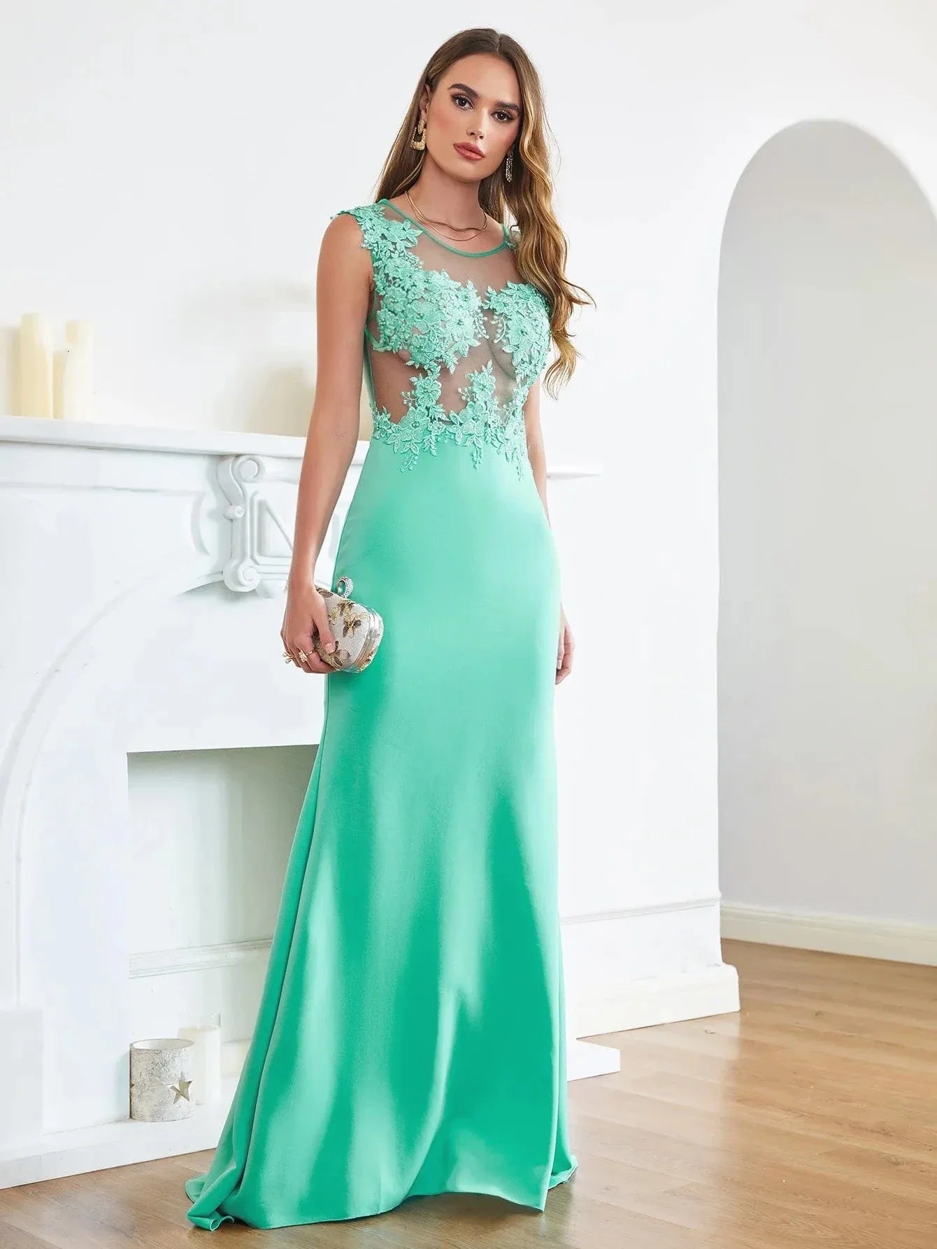 Robe de soirée sexy longue haut transparent