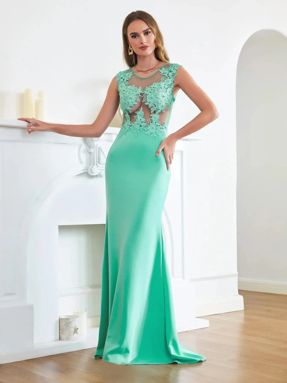 Robe de soirée sexy longue haut transparent
