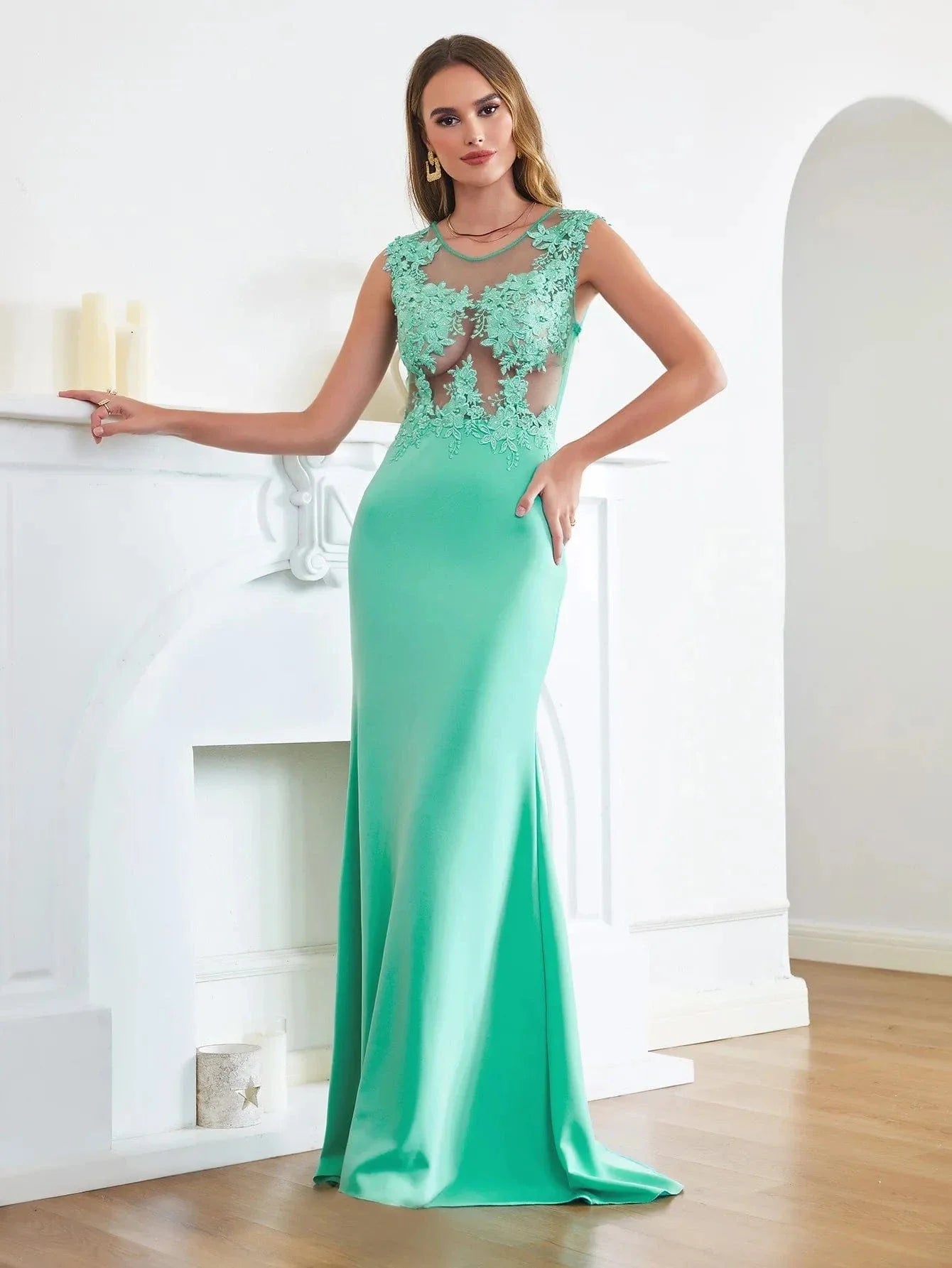 Robe de soirée sexy longue haut transparent