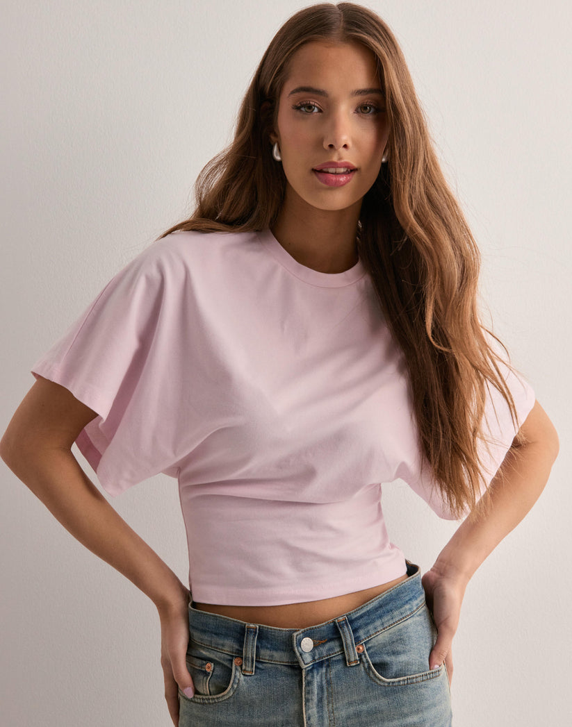 Tee Élégant à Manches Amples pour Femme – Col Rond et Manches Courtes Décontractées