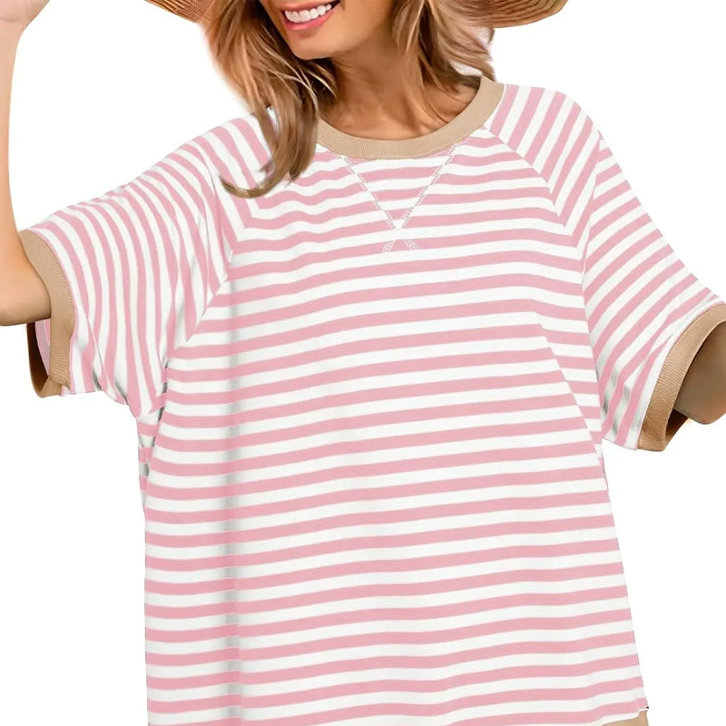 T-shirt rayé pour femme – Un style estival décontracté et confortable pour tous les jours