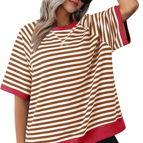 T-shirt rayé pour femme – Un style estival décontracté et confortable pour tous les jours