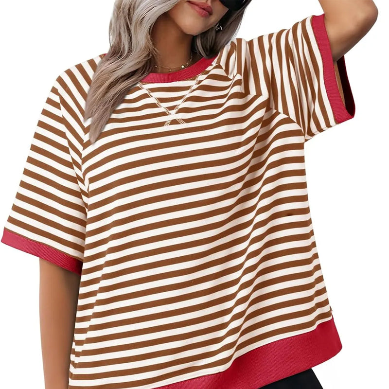 T-shirt rayé pour femme – Un style estival décontracté et confortable pour tous les jours