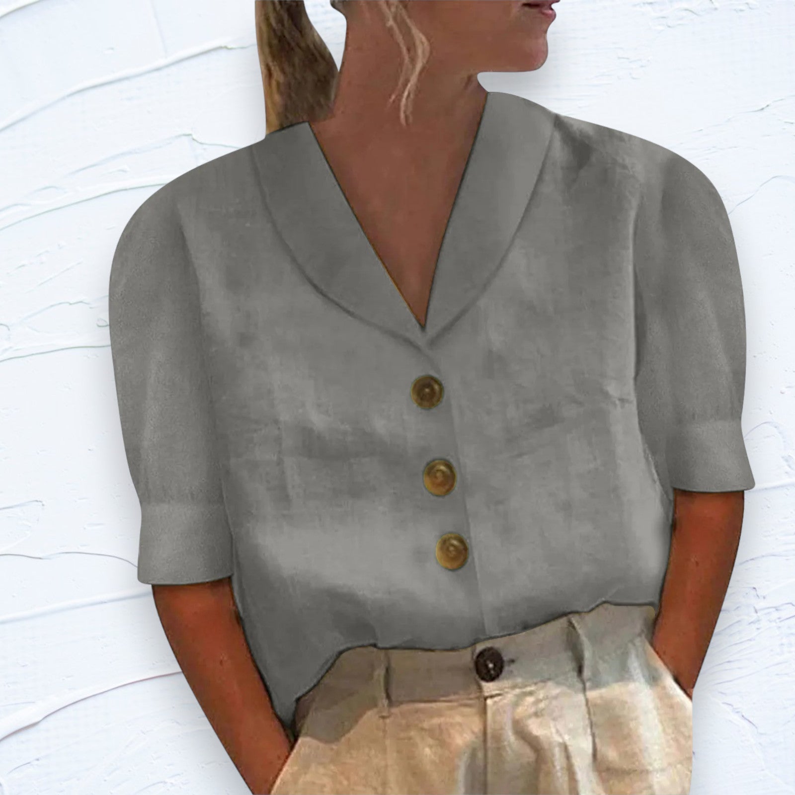 T-shirt élégant en coton et lin pour femmes - Plusieurs couleurs