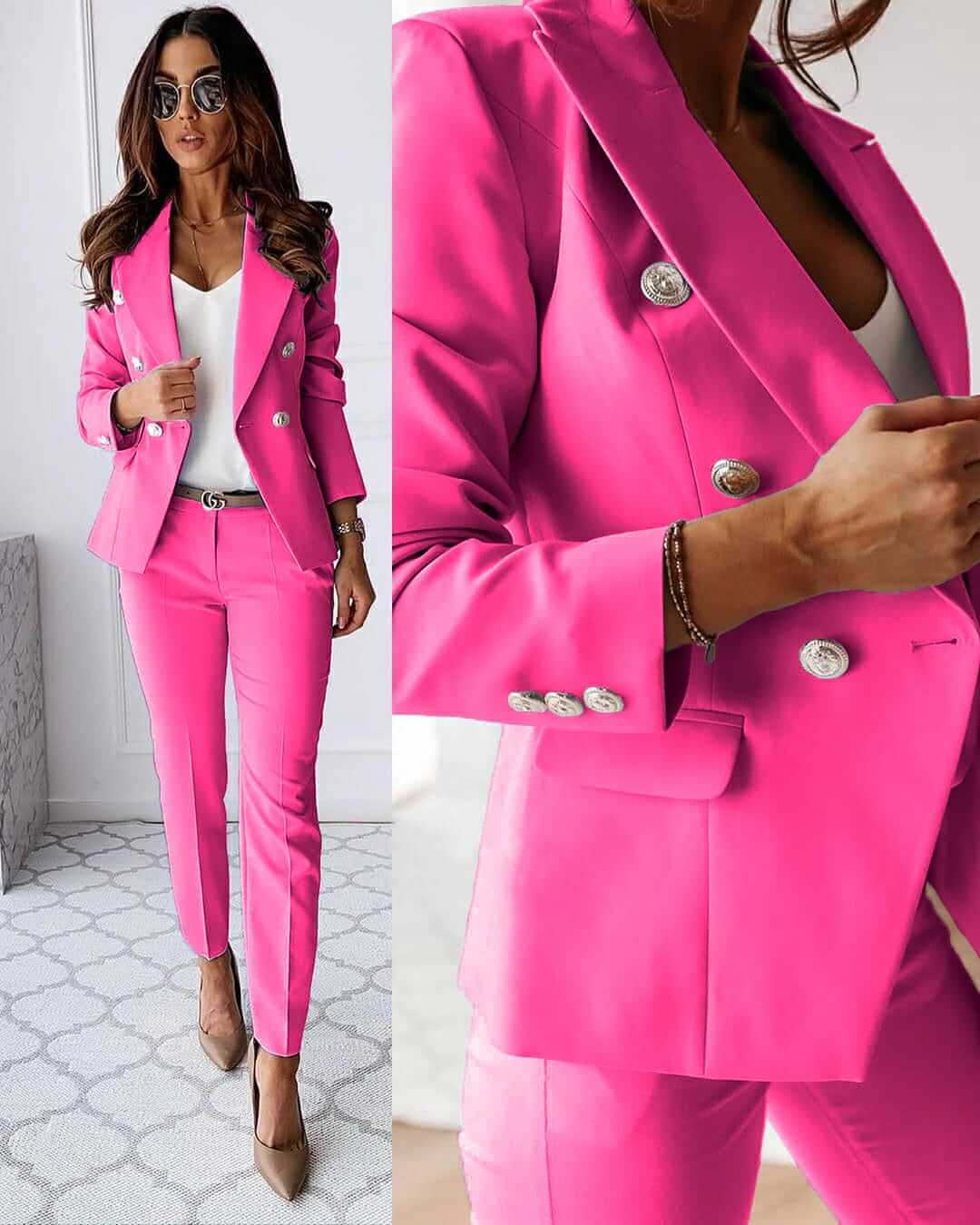 Tailleur Femme - Veste et Pantalon Ajusté Élégant