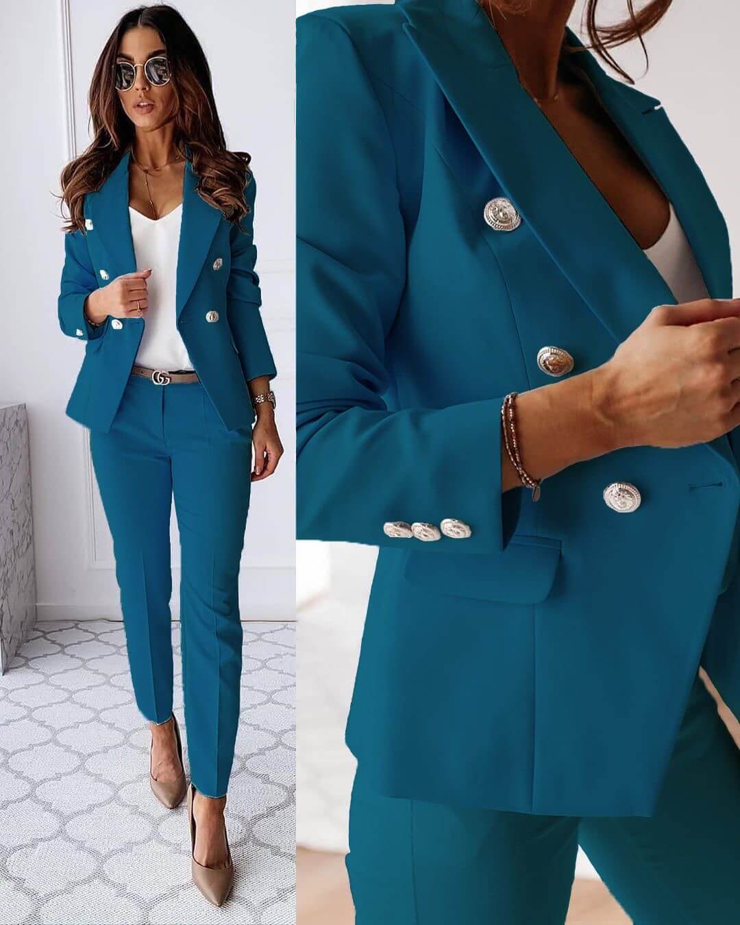 Tailleur Femme - Veste et Pantalon Ajusté Élégant