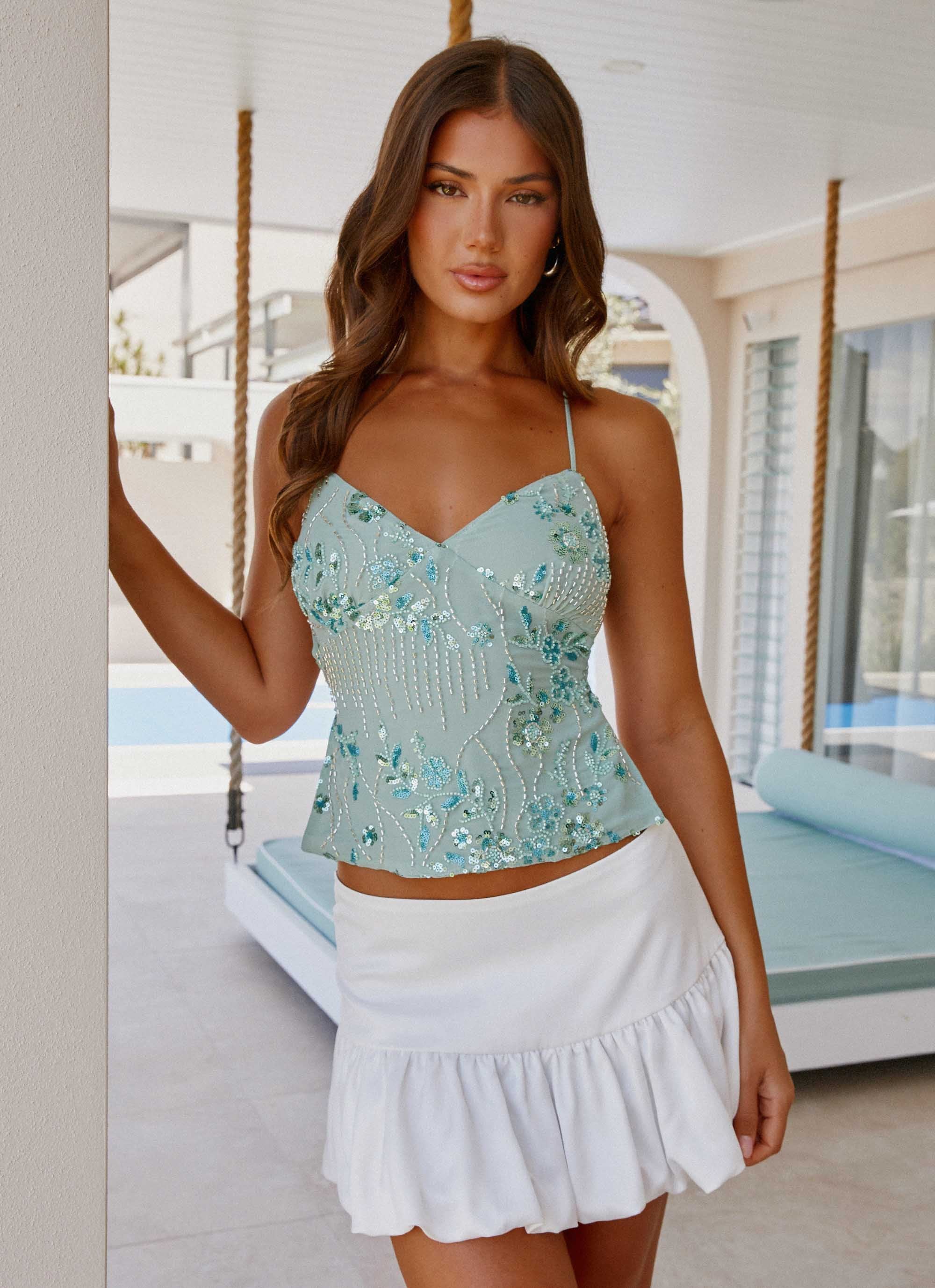 Top Cami à Sequins Dos Nu - Glamour | Éclat et Chic