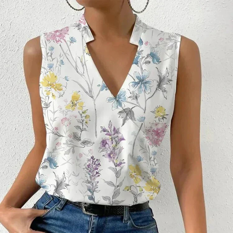 Top été femme - Chic, sans manches, col V