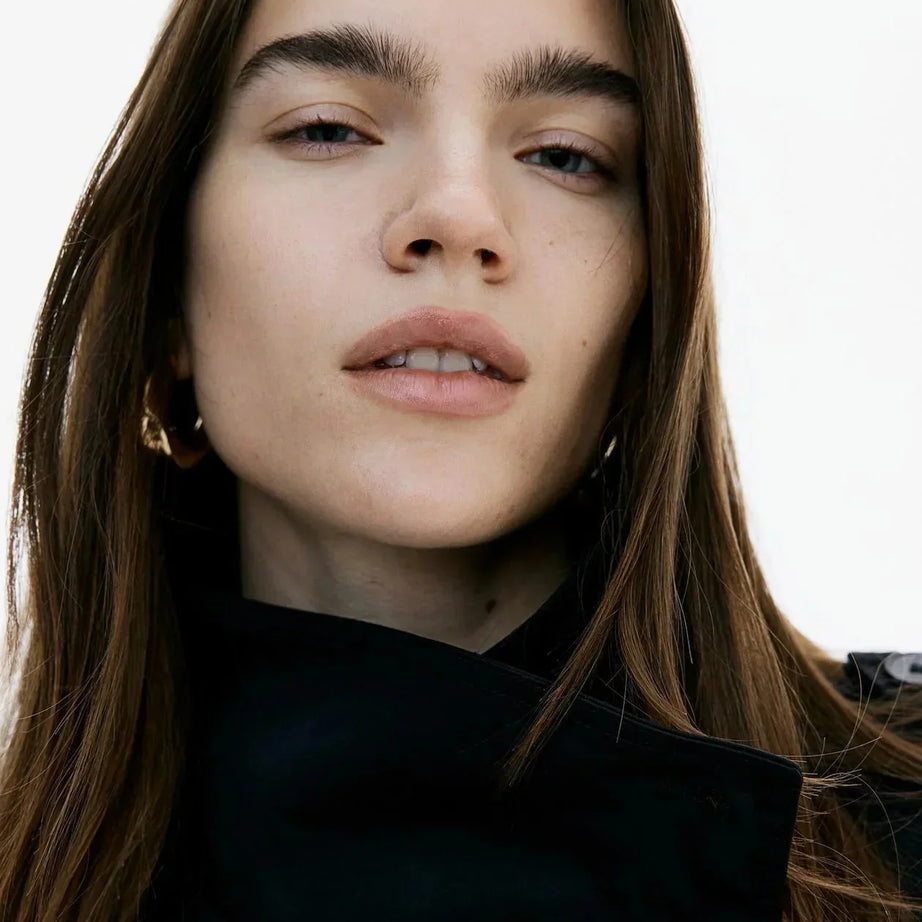 Trench-coat femme col montant ceinture nouée